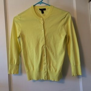 J. Crew Yellow Cotton Jackie Cardigan Sweater